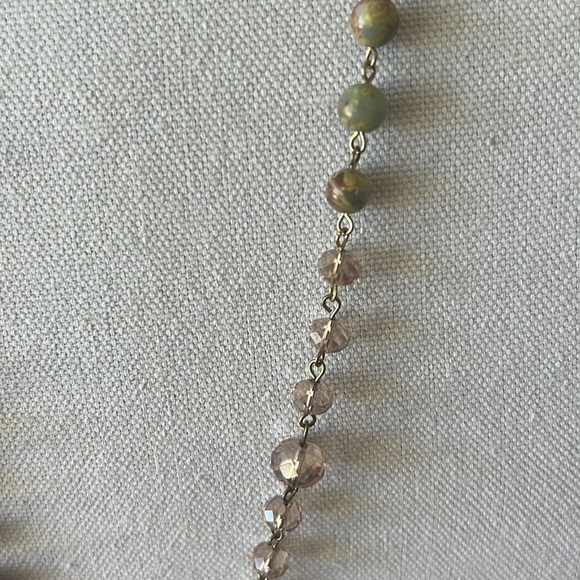 Skyward vintage long necklace or worn double strand, crystal, agate, faux pearls - Picture 9 of 10